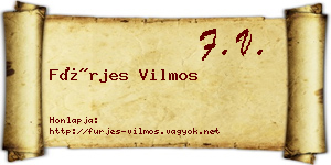 Fürjes Vilmos névjegykártya