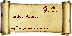 Fürjes Vilmos névjegykártya